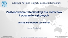 Zastosowanie teledetekcji dla rolnictwa i obszarów łąkowych