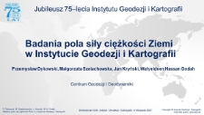 Badania pola siły ciężkości Ziemi w Instytucie Geodezji i Kartografii