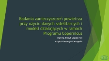 Badania zanieczyszczeń powietrza przy użyciu danych satelitarnych i modeli działających w ramach Programu Copernicus