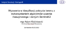 Wyzwania w klasyfikacji pokrycia terenu z wykorzystaniem algorytmów uczenia maszynowego i danych Sentinel-2