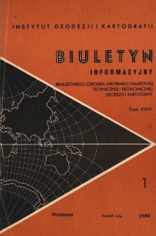 Biuletyn Informacyjny Tom XXXI nr 1 1986