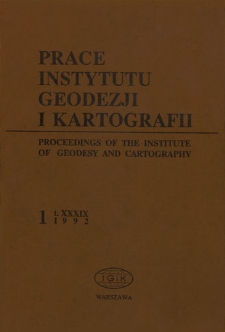 Prace Instytutu Geodezji i Kartografii 1992 t. 39 z.1(87) - wprowadzenie