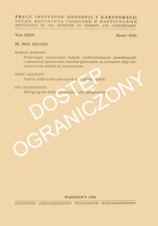 Technologia wyznaczania dużych, szybkozmiennych przemieszczeń i odkształceń powierzchni terenów górniczych na podstawie zdjęć lotniczych oraz wyniki jej zastosowania