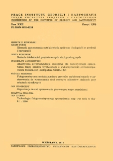 Analityczna aerotriangulacja szeregowa dla numerycznego opracowania mapy obiektu wydłużonego z wykorzystaniem stereokomparatora Stekometer i komputera ODRA 1204