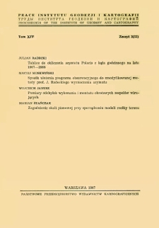 Sposób ułożenia programu obserwacyjnego do zmodyfikowanej metody prof. J. Radeckiego wyznaczania azymutu