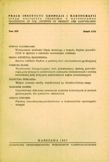 Wyrównanie triangulacyjnej sieci przestrzennej metodą pośredniczącą przy przyjęciu pomierzonych cosinusów kierunkowych i metodą warunkową przy przyjęciu pomierzonych kątów przestrzennych