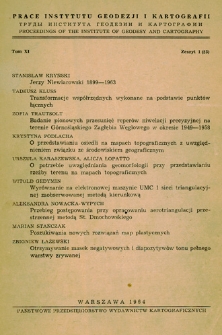 Prace Instytutu Geodezji i Kartografii 1964 t. 11 z. 1(23) - wprowadzenie