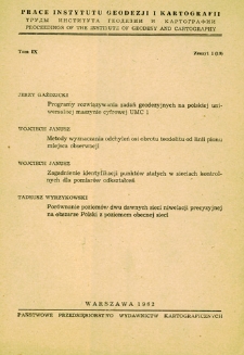 Prace Instytutu Geodezji i Kartografii 1962 t. 9 z. 1(19) - wprowadzenie