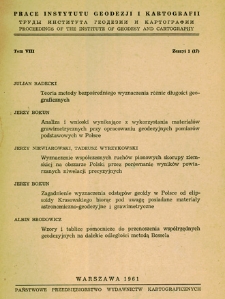 Prace Instytutu Geodezji i Kartografii 1961 t. 8 z. 1(17) - wprowadzenie