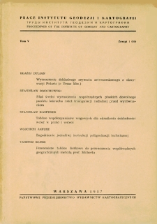 Prace Instytutu Geodezji i Kartografii 1957 t. 5 z. 1(10) - wprowadzenie