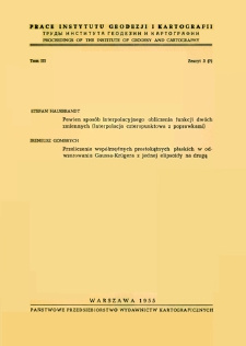 Przeliczenie współrzędnych prostokątnych płaskich w odwzorowaniu Gaussa-Kruegera z jednej elipsoidy na drugą