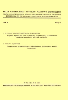 Prace Geodezyjnego Instytutu Naukowo-Badawczego 1954 t. 2 z. 2(4) - wprowadzenie