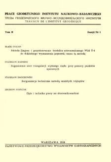 Metoda Zingera i przystosowanie teodolitu astronomicznego Wild T-4 do dokładnego wyznaczenia poprawki czasu tą metodą