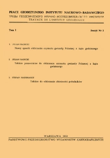 Prace Geodezyjnego Instytutu Naukowo-Badawczego 1953 t. 1 z. 2(2) - wprowadzenie