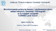 Monitorowanie pokrycia terenu i użytkowania ziemi wkład Instytutu Geodezji i Kartografii w europejski program CORINE Land Cover