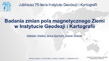 Badania zmian pola magnetycznego Ziemi w Instytucie Geodezji i Kartografii